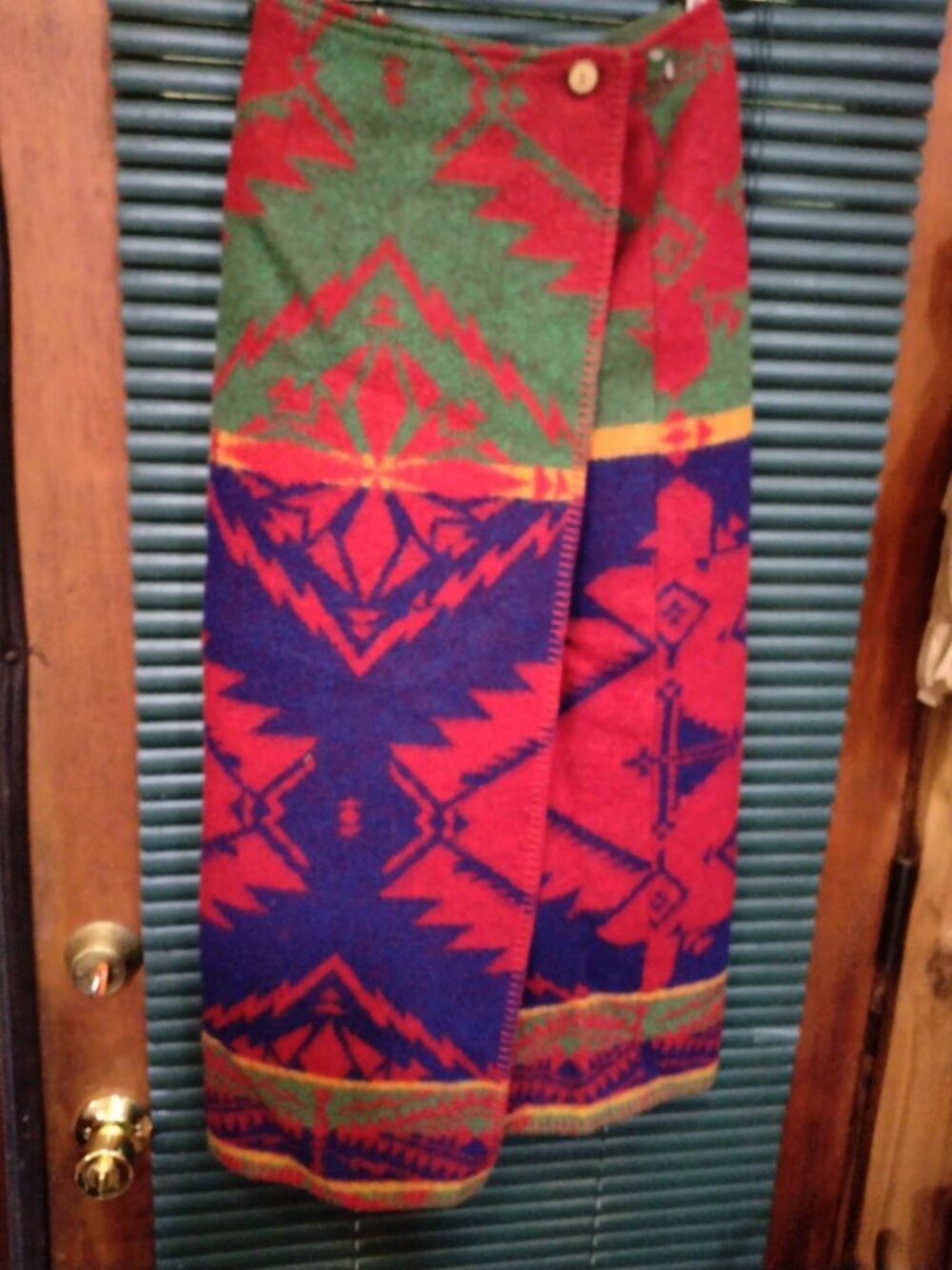 Vintage Ralph Lauren Country Navajo Print Wool Wrap Skirt Size 8